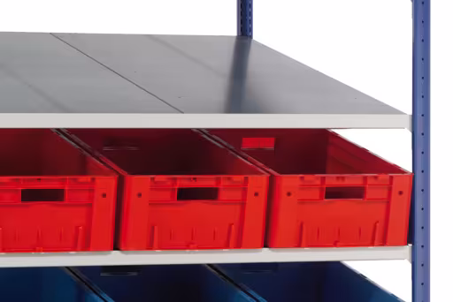 Anbauregal, Schrägbodenregal XL MULTIplus150, 2000 x 1300 x 1200 mm (HxBxT), RAL 5010 enzianblau/verzinkt, 2x5 Fachböden aus der Kategorie Schrägbodenregale mit der Artikelnummer 38865