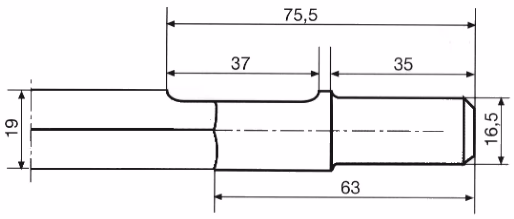 Hohlmeissel für gr. Keilwelle 22x250mm von der Marke PROJAHN aus der Produktreihe Maschinenzubehör