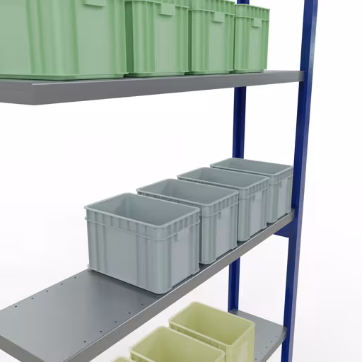 Produktbild Nr 13 des Artikels Anbauregal, Fachbodenregal Stecksystem MULTIplus250, 3000 x 1300 x 300 mm (HxBxT), 7 Fachböden, Längenriegel, RAL 5010 enzianblau/verzinkt Abbildung Nr 13 des Artikels Anbauregal, Fachbodenregal Stecksystem MULTIplus250, 3000 x 1300 x 300 mm (HxBxT), 7 Fachböden, Längenriegel, RAL 5010 enzianblau/verzinkt aus der Produktgruppe Stecksystem von der Marke Schulte Lagertechnik