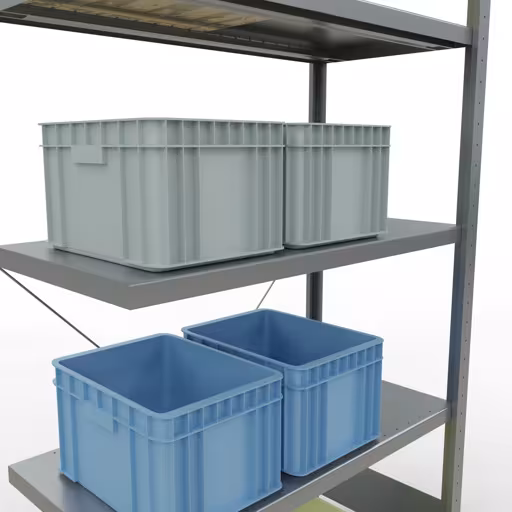 Anbauregal, Fachbodenregal Stecksystem MULTIplus330, 2000 x 1000 x 500 mm (HxBxT), 5 Fachböden, Kreuzstrebe, verzinkt von Schulte Lagertechnik aus der Kategorie Stecksystem