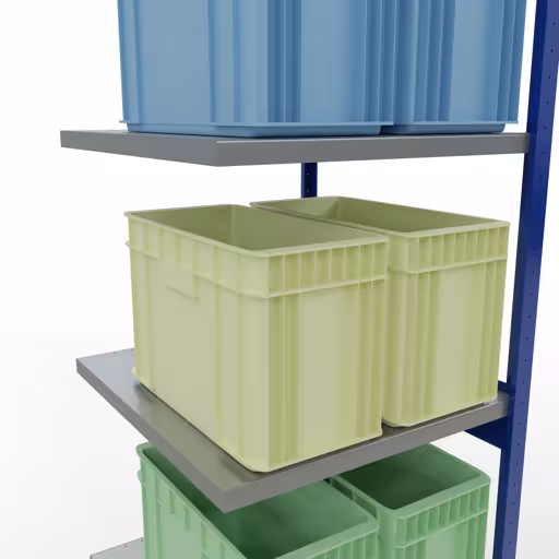 Produktbild Nr 15 des Artikels Anbauregal, Fachbodenregal Stecksystem MULTIplus250, 3000 x 750 x 800 mm (HxBxT), 7 Fachböden, Längenriegel, RAL 5010 enzianblau/verzinkt/verzinkt Abbildung Nr 15 des Artikels Anbauregal, Fachbodenregal Stecksystem MULTIplus250, 3000 x 750 x 800 mm (HxBxT), 7 Fachböden, Längenriegel, RAL 5010 enzianblau/verzinkt/verzinkt aus der Produktgruppe Stecksystem von der Marke Schulte Lagertechnik