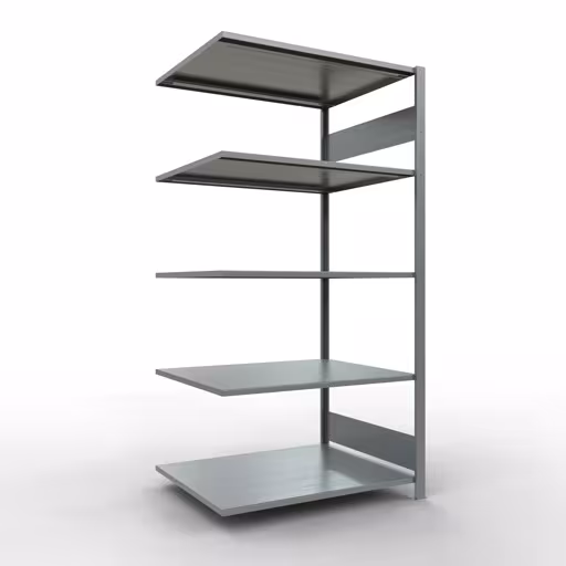 Anbauregal, Fachbodenregal Stecksystem MULTIplus150, 2000 x 1000 x 800 mm (HxBxT), 5 Fachböden, Längenriegel, verzinkt aus der Kategorie Anbauregal mit der Artikelnummer 12785-LR