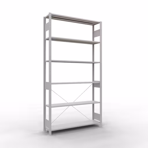 Stecksystem Grundregal 2500x1300x300 mm, Typ 150 kg, lichtgrau von der Marke Schulte Lagertechnik Stecksystem Grundregal 2500x1300x300 mm, Typ 150 kg, lichtgrau aus der Kategorie Grundregal mit der Artikelnummer 32631-130