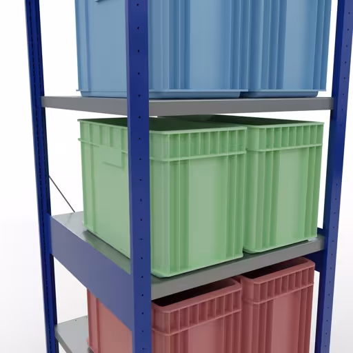 Abbildung Nr 9 des Artikels Grundregal, Fachbodenregal Stecksystem MULTIplus250, 2500 x 750 x 800 mm (HxBxT), 6 Fachböden, Kreuzstrebe, RAL 5010 enzianblau/verzinkt/verzinkt aus der Produktgruppe Stecksystem von der Marke Schulte Lagertechnik