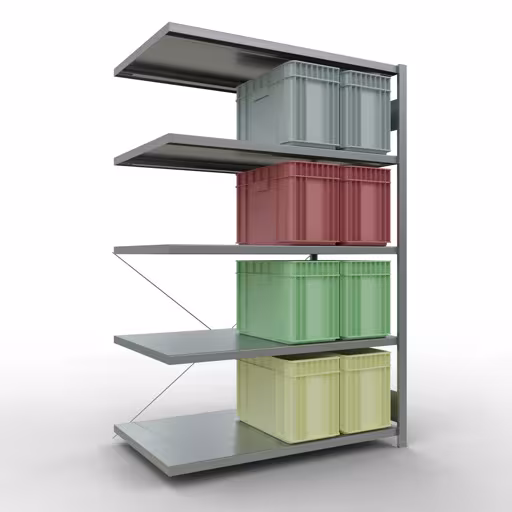 Produktbild Nr 13 des Artikels Stecksystem Anbauregal 2000x1300x800 mm, Typ 250 kg, verzinkt Abbildung Nr 13 des Artikels Stecksystem Anbauregal 2000x1300x800 mm, Typ 250 kg, verzinkt aus der Produktgruppe Stecksystem von der Marke Schulte Lagertechnik