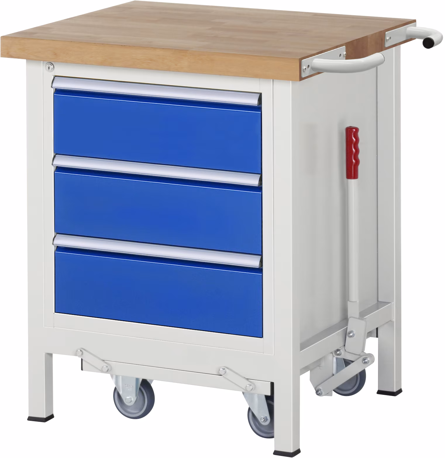 Werkbank mit Fahrgestell 8157, B750xT700xH880mm, 3xSchublade-Teilauszug von Rau Werkbank mit Fahrgestell 8157 aus der Kategorie Werkbänke mit der Artikelnr. 05-8157A2-077B4F.11