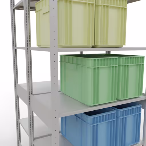 Grundregal, Doppelregal, Fachbodenregal Stecksystem MULTIplus150, 2500 x 1000 x (2x600) mm (HxBxT), 2x6 Fachböden, Längenriegel, RAL 7035 lichtgrau von Schulte Lagertechnik aus der Kategorie Fachbodenregale