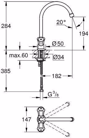 GROHE 2-Griff-Spültischbatterie Costa 31831 DN 15 chrom