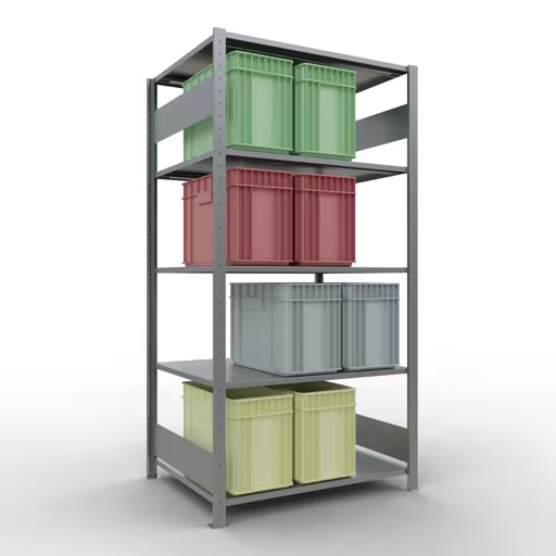 Grundregal, Fachbodenregal Stecksystem MULTIplus150, 2000 x 1000 x 800 mm (HxBxT), 5 Fachböden, Längenriegel, verzinkt von der Marke Schulte Lagertechnik aus der Produktreihe Stecksystem