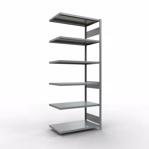 Anbauregal, Fachbodenregal Stecksystem MULTIplus250, 2500 x 1000 x 600 mm (HxBxT), 6 Fachböden, Längenriegel, verzinkt aus der Kategorie Anbauregal mit der Artikelnummer 12966-LR