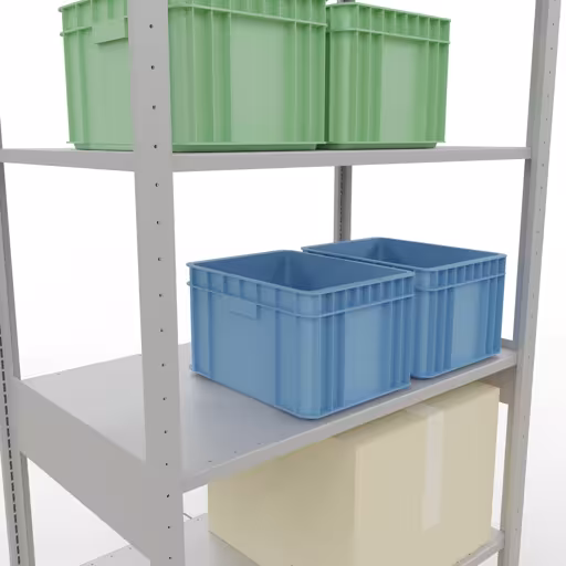 Abbildung Nr 11 des Artikels Grundregal, Fachbodenregal Stecksystem MULTIplus150, 2500 x 1000 x 600 mm (HxBxT), 6 Fachböden, Kreuzstrebe, RAL 7035 lichtgrau aus der Produktgruppe Stecksystem von der Marke Schulte Lagertechnik