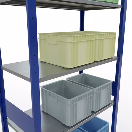Grundregal, Fachbodenregal Stecksystem MULTIplus150, 3000 x 1000 x 500 mm (HxBxT), 7 Fachböden, Längenriegel, RAL 5010 enzianblau/verzinkt von Schulte Lagertechnik mit der Artikelnr. 12752-LR-B