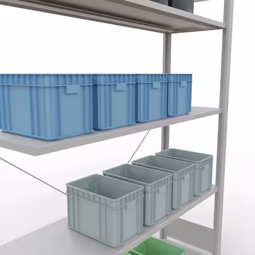 Produktbild Nr.8 des Artikels Stecksystem Anbauregal 2000x1300x400 mm, Typ 150 kg, lichtgrau aus der Produktreihe Stecksystem von der Marke Schulte Lagertechnik