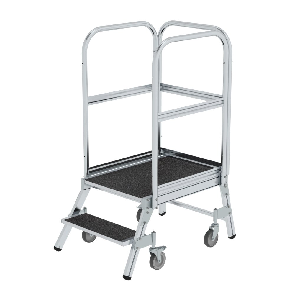 Munk Podesttreppe eins. begehbar mit Federrollen Korundbeschichtung R13 aus der Kategorie Podesttreppen mit der Artikelnr. 054102, Krippe, Mobiliar, Bett für Säuglinge