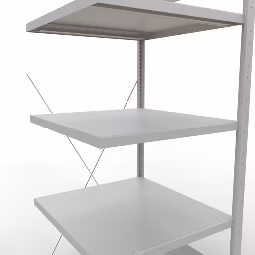 Produktbild Nr 15 des Artikels Anbauregal, Fachbodenregal Stecksystem MULTIplus250, 2000 x 750 x 800 mm (HxBxT), 5 Fachböden, Kreuzstrebe, RAL 7035 lichtgrau Abbildung Nr 15 des Artikels Anbauregal, Fachbodenregal Stecksystem MULTIplus250, 2000 x 750 x 800 mm (HxBxT), 5 Fachböden, Kreuzstrebe, RAL 7035 lichtgrau aus der Produktgruppe Stecksystem von der Marke Schulte Lagertechnik