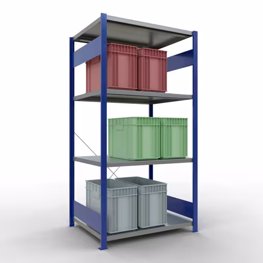 Abbildung Nr 14 des Artikels Grundregal, Fachbodenregal Stecksystem MULTIplus330, 2000 x 1000 x 800 mm (HxBxT), 5 Fachböden, Kreuzstrebe, RAL 5010 enzianblau/verzinkt aus der Produktgruppe Stecksystem von der Marke Schulte Lagertechnik