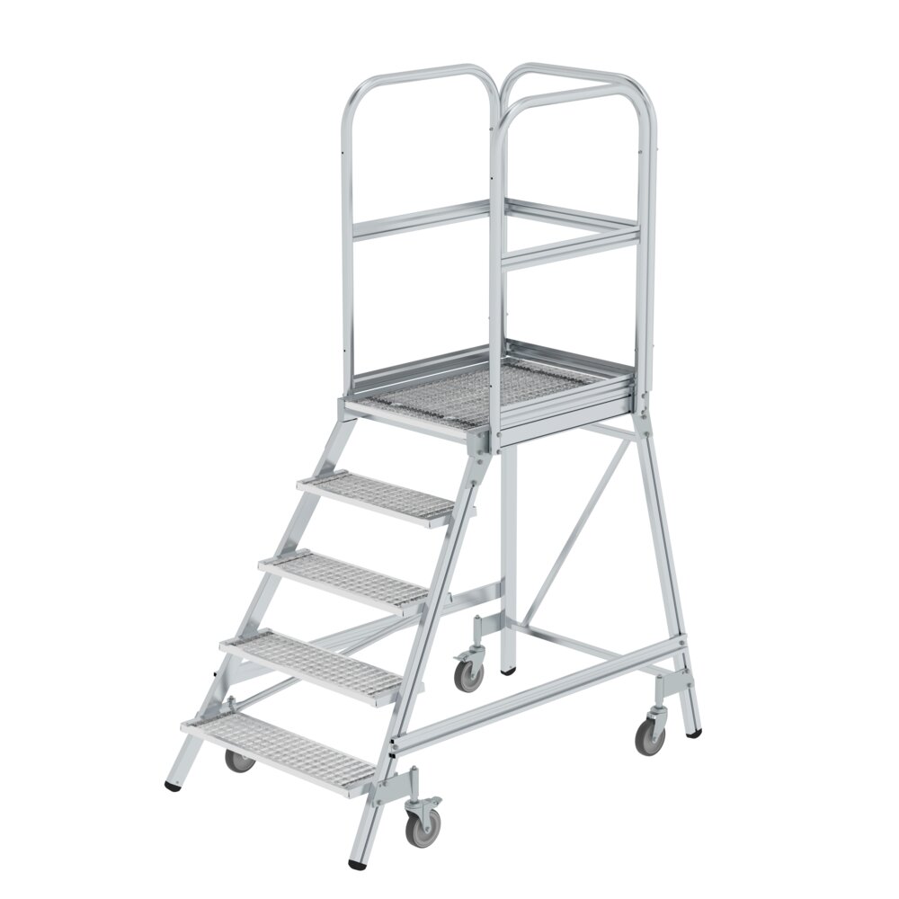 Munk Podesttreppe einseitig begehbar mit Federrollen Stahl-Gitterrost aus der Kategorie Podesttreppen mit der Artikelnr. 051105