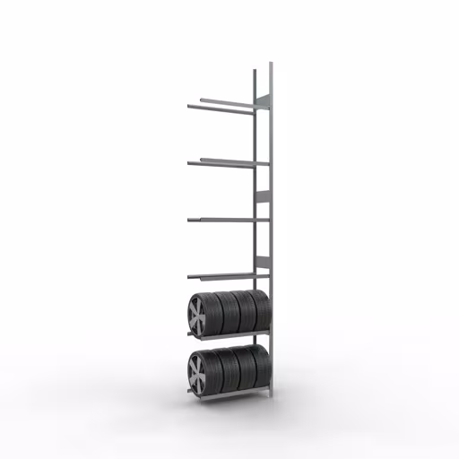 Abbildung Nr 11 des Artikels Anbauregal, Räder-/Reifenregal, 4500 x 1050 x 400 mm, verzinkt, 6 Lagerebenen á 150 kg Fachlast pro Ebene aus der Produktgruppe Fachbodenregale von der Marke Schulte Lagertechnik