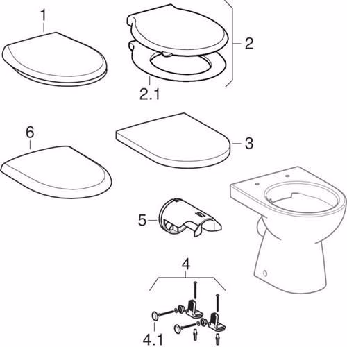 Geberit Renova Stand-WC Tiefspüler, Abgang horizontal teilgeschlossene Form, Rimfree, weiß