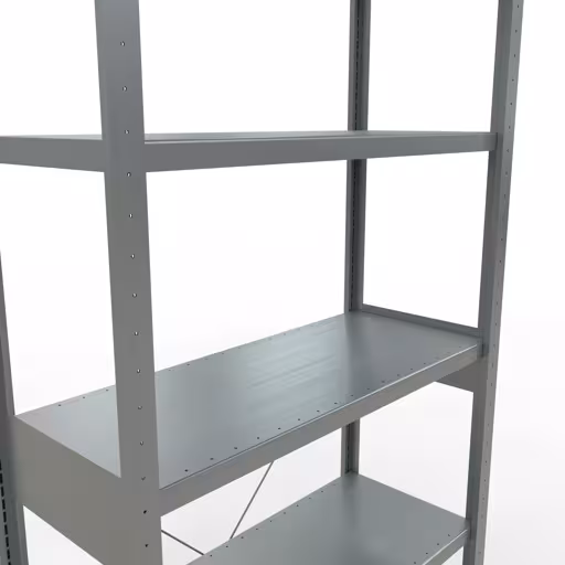 Produktbild Nr.7 des Artikels Grundregal, Fachbodenregal Stecksystem MULTIplus250, 2500 x 1000 x 400 mm (HxBxT), 6 Fachböden, Kreuzstrebe, verzinkt aus der Produktreihe Stecksystem von der Marke Schulte Lagertechnik