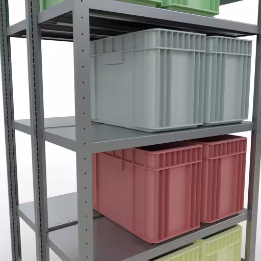 Produktbild Nr.8 des Artikels Grundregal, Doppelregal, Fachbodenregal Stecksystem MULTIplus250, 2000 x 1000 x (2x400) mm (HxBxT), 2x5 Fachböden, Längenriegel, verzinkt aus der Produktreihe Fachbodenregale von der Marke Schulte Lagertechnik