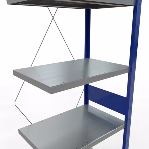 Abbildung Nr 11 des Artikels Anbauregal, Fachbodenregal Stecksystem MULTIplus250, 3000 x 750 x 500 mm (HxBxT), 7 Fachböden, Kreuzstrebe, RAL 5010 enzianblau/verzinkt/verzinkt aus der Produktgruppe Stecksystem von der Marke Schulte Lagertechnik