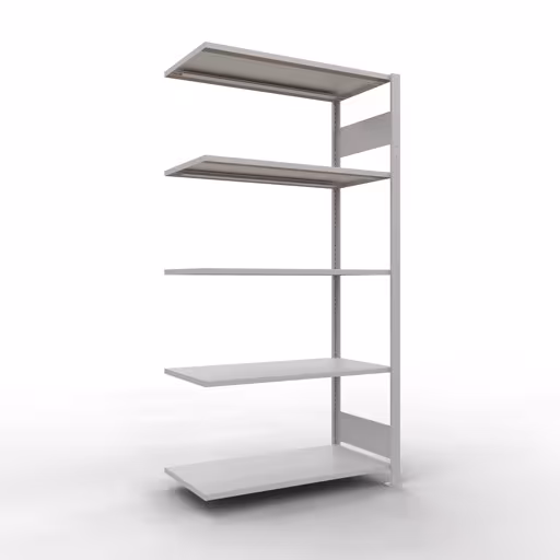 Anbauregal, Fachbodenregal Stecksystem MULTIplus85, 2000 x 1000 x 500 mm (HxBxT), 5 Fachböden, Längenriegel, RAL 7035 lichtgrau aus der Kategorie Anbauregal mit der Artikelnummer 33055-LR