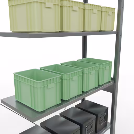 Abbildung Nr 11 des Artikels Anbauregal, Fachbodenregal Stecksystem MULTIplus85, 2500 x 1000 x 400 mm (HxBxT), 6 Fachböden, Kreuzstrebe, verzinkt aus der Produktgruppe Stecksystem von der Marke Schulte Lagertechnik