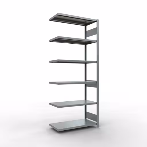 Anbauregal, Fachbodenregal Stecksystem MULTIplus250, 2500 x 1000 x 500 mm (HxBxT), 6 Fachböden, Längenriegel, verzinkt aus der Kategorie Anbauregal mit der Artikelnummer 12956-LR