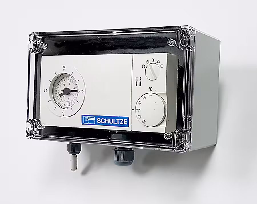 Elektronischer Uhrenthermostat für Feuchträume – Schutzart IP67 von der Marke Schultze aus der Produktreihe Heizkörper