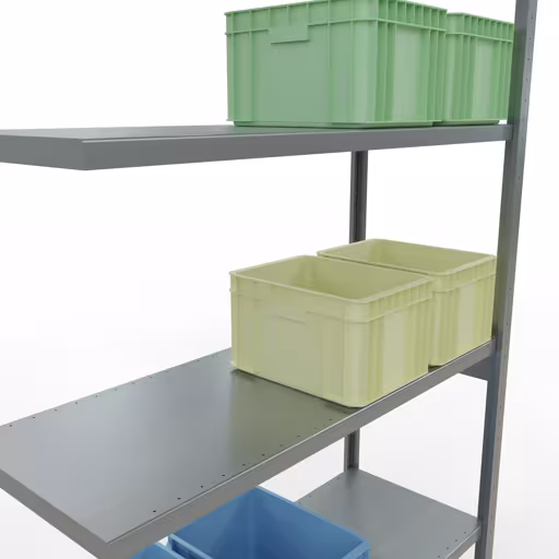 Abbildung Nr 15 des Artikels Anbauregal, Fachbodenregal Stecksystem MULTIplus250, 3000 x 1300 x 500 mm (HxBxT), 7 Fachböden, Längenriegel, verzinkt aus der Produktgruppe Stecksystem von der Marke Schulte Lagertechnik