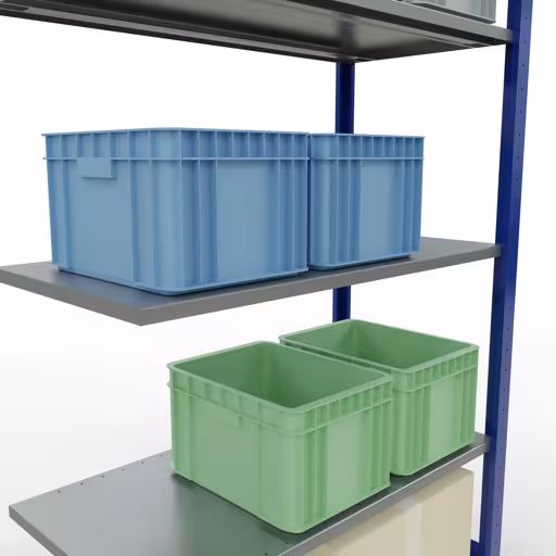 Anbauregal, Fachbodenregal Stecksystem MULTIplus85, 2000 x 1000 x 500 mm (HxBxT), 5 Fachböden, Längenriegel, RAL 5010 enzianblau von Schulte Lagertechnik aus der Kategorie Stecksystem