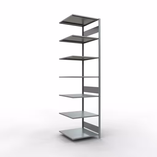 Anbauregal, Fachbodenregal Stecksystem MULTIplus150, 3000 x 750 x 800 mm (HxBxT), 7 Fachböden, Längenriegel, verzinkt aus der Kategorie Anbauregal mit der Artikelnummer 12787-75-LR