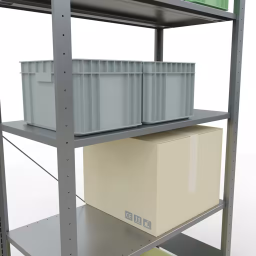 Grundregal, Fachbodenregal Stecksystem MULTIplus150, 2000 x 1000 x 500 mm (HxBxT), 5 Fachböden, Kreuzstrebe, verzinkt - Expressline von Schulte Lagertechnik mit der Artikelnr. 12750-K
