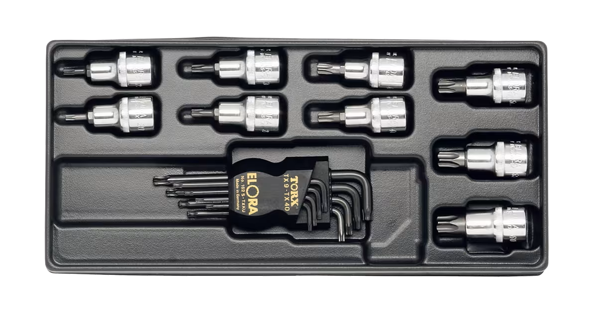 TORX®-Werkzeugsatz, 17-teilig, ELORA-MS-14 aus der Kategorie Ordnungssysteme & Werkstattwagen mit der Artikelnr. 0000514001000