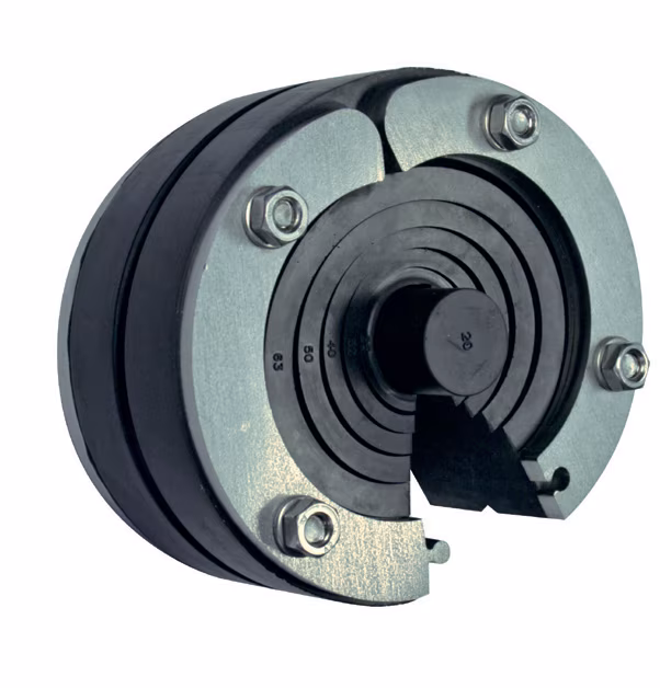 Pressio Universal Ringraumdichtung GETEILT, 1x40mm EPDM Gummi, Druckplatten V2A, Schrauben V2A, Muttern V4A Typ für Medienrohre AD: 18-63 mm aus der Kategorie Ringraumdichtung mit der Artikelnr. 10499