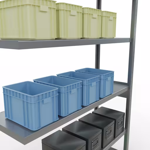 Abbildung Nr 14 des Artikels Anbauregal, Fachbodenregal Stecksystem MULTIplus250, 2500 x 1300 x 400 mm (HxBxT), 6 Fachböden, Längenriegel, verzinkt aus der Produktgruppe Stecksystem von der Marke Schulte Lagertechnik