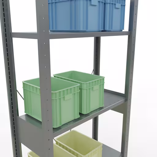 Grundregal, Fachbodenregal Stecksystem MULTIplus150, 2500 x 750 x 300 mm (HxBxT), 6 Fachböden, Kreuzstrebe, verzinkt mit der Artikelnr. 12731-75 Grundregal, Fachbodenregal Stecksystem MULTIplus150, 2500 x 750 x 300 mm (HxBxT), 6 Fachböden, Kreuzstrebe, verzinkt von Schulte Lagertechnik aus der Kategorie Stecksystem