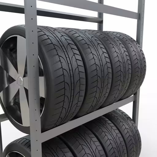 Abbildung Nr 12 des Artikels Grundregal, Räder-/Reifenregal, 2000 x 1050 x 400 mm (HxBxT), verzinkt, 3 Lagerebenen á 150 kg Fachlast pro Ebene aus der Produktgruppe Fachbodenregale von der Marke Schulte Lagertechnik
