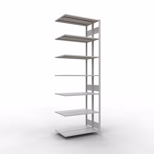 Anbauregal, Doppelregal, Fachbodenregal Stecksystem MULTIplus150, 3000 x 1000 x (2x300) mm (HxBxT), 2x7 Fachböden, Längenriegel, RAL 7035 lichtgrau aus der Kategorie Doppelregale mit der Artikelnummer 33137