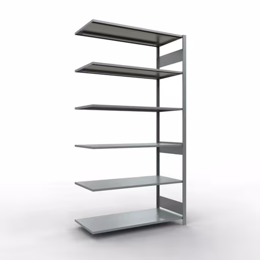 Anbauregal, Fachbodenregal Stecksystem MULTIplus150, 2500 x 1300 x 600 mm (HxBxT), 6 Fachböden, Längenriegel, verzinkt aus der Kategorie Anbauregal mit der Artikelnummer 12766-130-LR