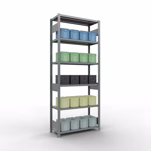 Grundregal, Fachbodenregal Stecksystem MULTIplus250, 2500 x 1000 x 400 mm (HxBxT), 6 Fachböden, Längenriegel, verzinkt von der Marke Schulte Lagertechnik aus der Produktreihe Stecksystem