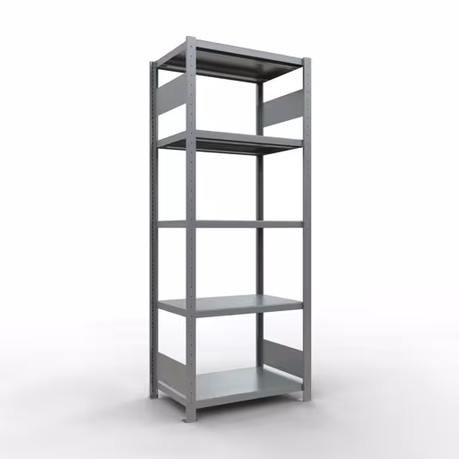 Grundregal, Fachbodenregal Stecksystem MULTIplus250, 2000 x 750 x 500 mm (HxBxT), 5 Fachböden, Längenriegel, verzinkt aus der Kategorie Grundregal mit der Artikelnummer 12950-75-LR
