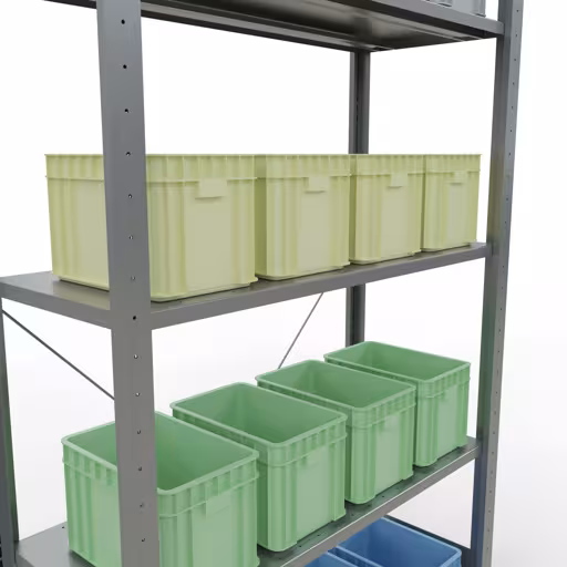 Abbildung Nr 10 des Artikels Grundregal, Fachbodenregal Stecksystem MULTIplus85, 2000 x 1000 x 400 mm (HxBxT), 5 Fachböden, Kreuzstrebe, verzinkt aus der Produktgruppe Stecksystem von der Marke Schulte Lagertechnik