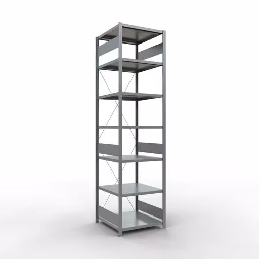 Grundregal, Fachbodenregal Stecksystem MULTIplus250, 3000 x 750 x 800 mm (HxBxT), 7 Fachböden, Kreuzstrebe, verzinkt aus der Kategorie Grundregal mit der Artikelnummer 12982-75