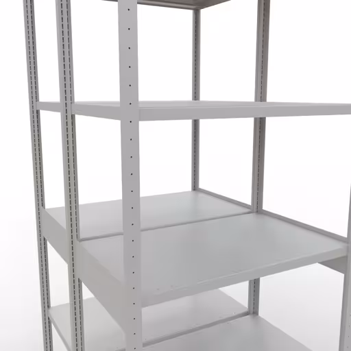 Zusatzbild des Artikels Grundregal, Doppelregal, Fachbodenregal Stecksystem MULTIplus250, 3000 x 1000 x (2x600) mm (HxBxT), 2x7 Fachböden, Längenriegel, RAL 7035 lichtgrau aus Doppelregale
