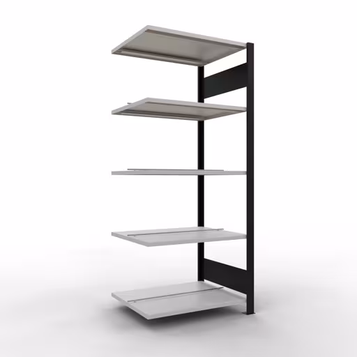 Anbauregal, Büro-Fachbodenregal Stecksystem MULTIplus150, 1800 x 750 x 600 mm (HxBxT), 5 Fachböden, Längenriegel, mit Mittelanschlag, schwarz/lichtgrau von der Marke Schulte Lagertechnik Anbauregal, Büro-Fachbodenregal Stecksystem MULTIplus150, 1800 x 750 x 600 mm (HxBxT), 5 Fachböden, Längenriegel, mit Mittelanschlag, schwarz/lichtgrau aus der Kategorie Stecksystem mit der Artikelnummer 36039-S