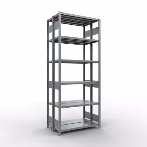 Grundregal, Doppelregal, Fachbodenregal Stecksystem MULTIplus250, 2500 x 1000 x (2x300) mm (HxBxT), 2x6 Fachböden, Längenriegel, verzinkt aus der Kategorie Doppelregale mit der Artikelnummer 17931