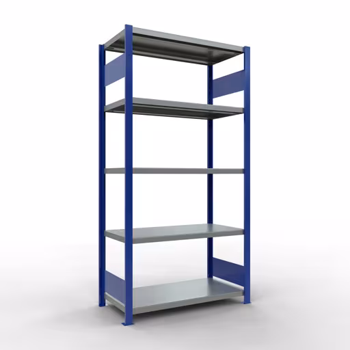 Grundregal, Fachbodenregal Stecksystem MULTIplus330, 2000 x 1000 x 500 mm (HxBxT), 5 Fachböden, Längenriegel, RAL 5010 enzianblau/verzinkt von der Marke Schulte Lagertechnik Grundregal, Fachbodenregal Stecksystem MULTIplus330, 2000 x 1000 x 500 mm (HxBxT), 5 Fachböden, Längenriegel, RAL 5010 enzianblau/verzinkt aus der Kategorie Grundregal mit der Artikelnummer 13950-LR-B