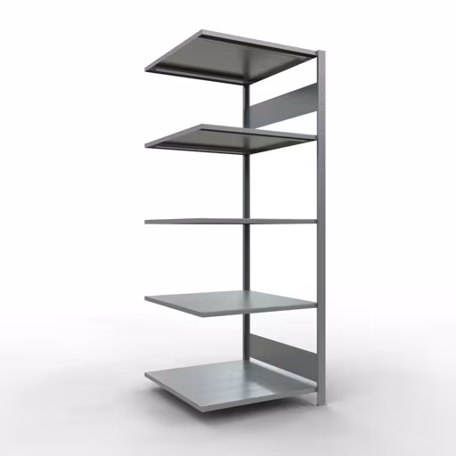 Anbauregal, Fachbodenregal Stecksystem MULTIplus150, 2000 x 750 x 800 mm (HxBxT), 5 Fachböden, Längenriegel, verzinkt aus der Kategorie Anbauregal mit der Artikelnummer 12785-75-LR